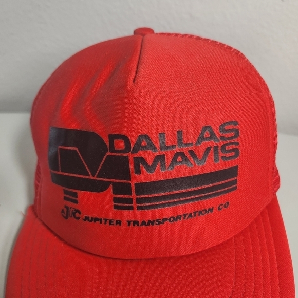 Vintage Dallas Mavis Juniper Transportation Red Snapback Trucker Hat - Picture 5 of 9